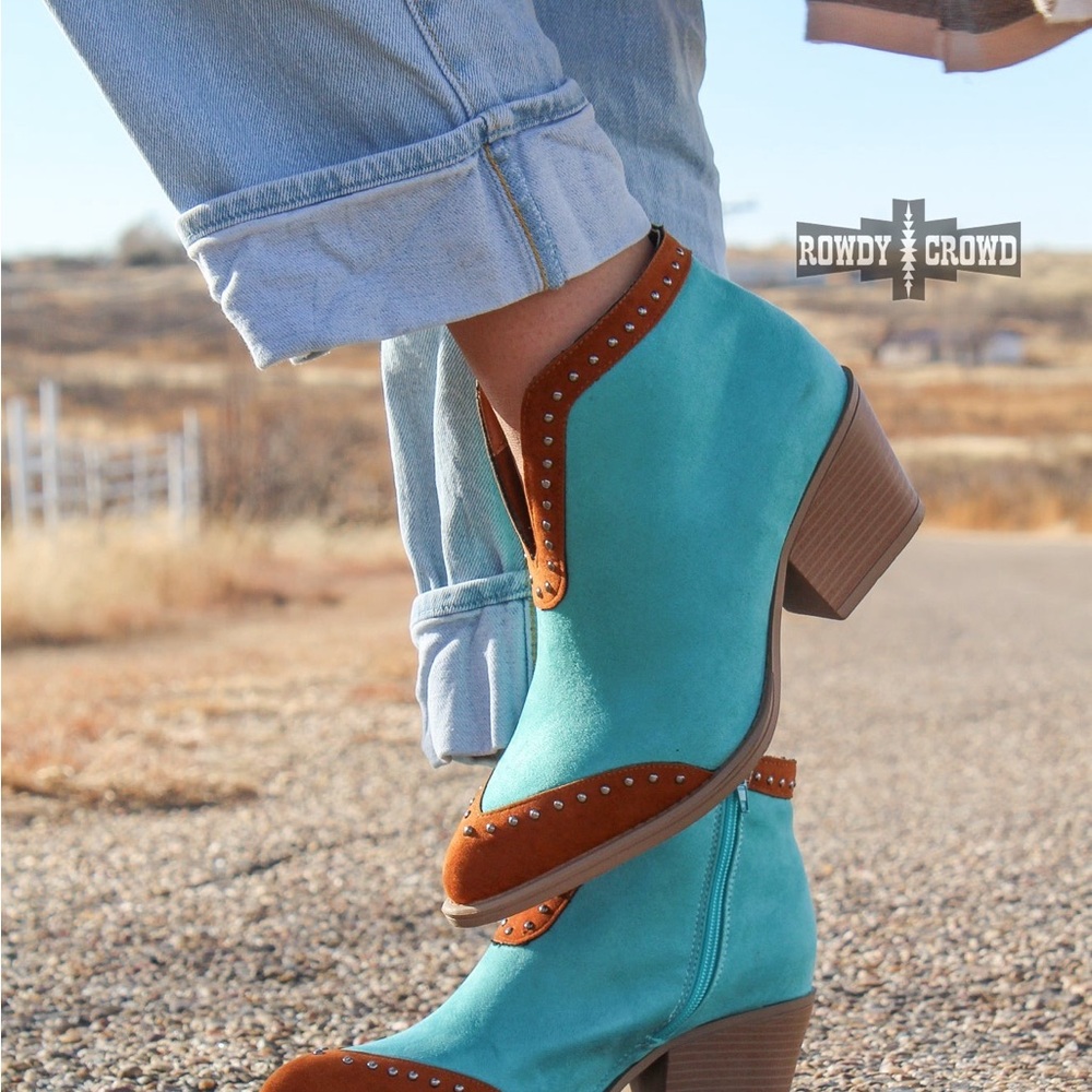 Turquoise and Brown Women's Boots